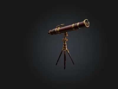 Antique Telescope Low-poly 3D model