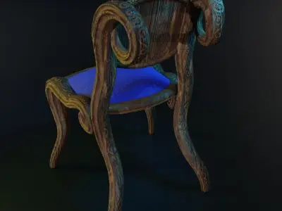 Wooden chair Free low-poly 3D model buy
