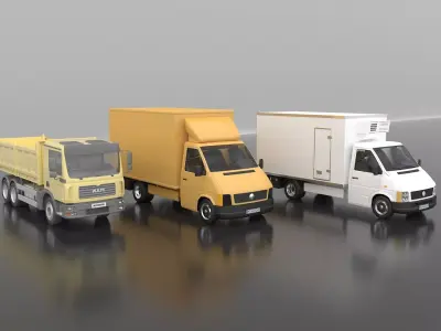 Modern Truck 3D Model Collection Low-poly 3D model