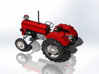 Rural Shiny Metal Tractor 3D Project Free 3D model