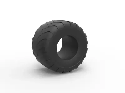 Monster Jam tire 31 Scale 1 to 25 3D print model