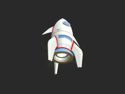Cartoon Spaceship 07 USA - Spacecraft Vehicle SciFi Low-poly 3D model