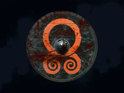 Viking Shield 4 - Bloody Low-poly 3D model