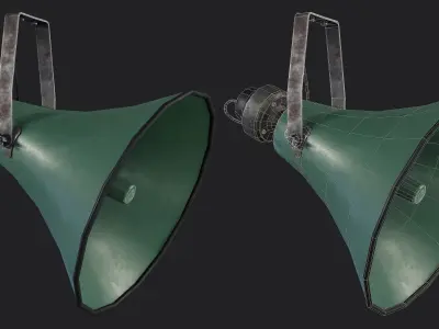 Old Military Horn Speaker Siren Low-poly 3D model