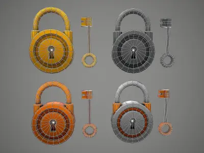 PADLOCK 6 CARTOON STYLIZED Low-poly 3D model