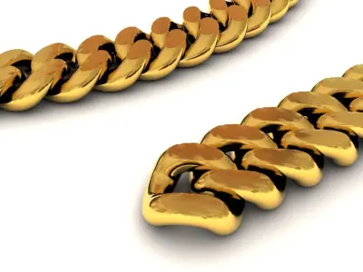 Gold Chain 3D model Low-poly 3D model