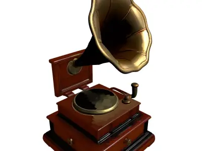 Vintage Gramophone Brass Horn 3D Model Low-poly 3D model