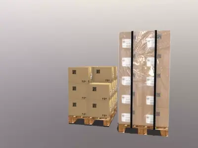 Pallets whit boxes 400X300X30 3D model