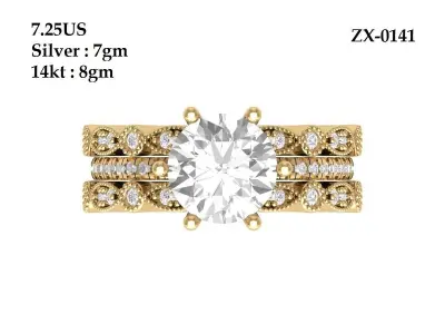 Solitair Ring Bridal Set 3D print model 41