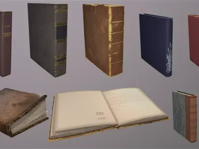 Old Books Low-poly 3D model