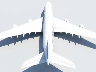 A380 Double Deck Wide-Body Airliner Static Blank Low-poly 3D model