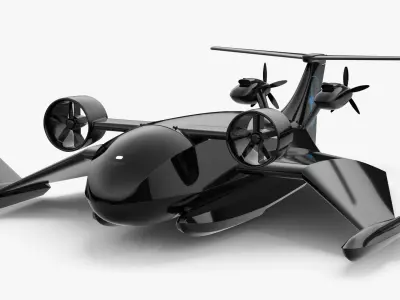Flying Ship Concept Black Color 3D model