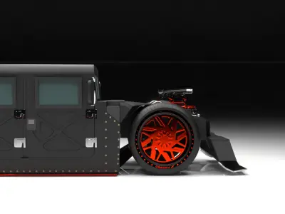Black Military drift Truck with Giant Rear Wing 3D model