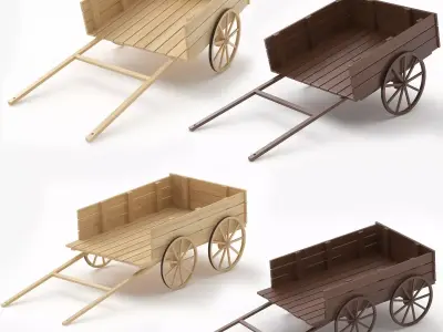 Old Wooden Carts Collection 3D model