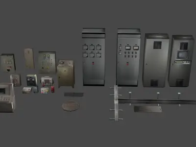 Old Industrial Control Panel Assets Low-poly 3D model