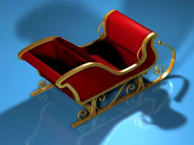 Red Santa Claus sled 3D model
