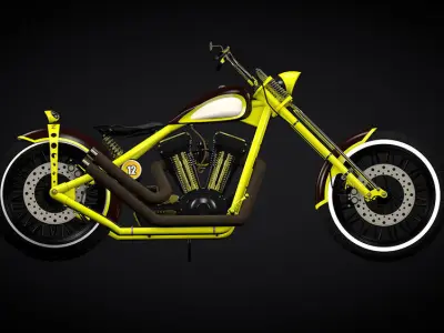Custom yellow chopper 3D model