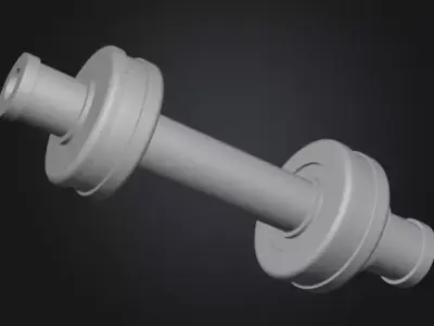 Industrial Flanged Shaft 3D model