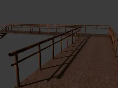 Industrial Bridge with Stairs-Rust Textured Free 3D model