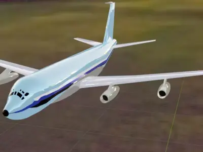 Fictional Quad Engine 1950s Jetliner 707-020 Inspired Low-poly 3D model