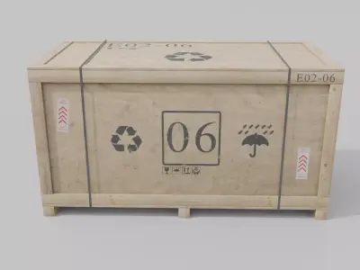 Long Horizontal Wooden Crate - Customizable Shipping Box Low-poly 3D model