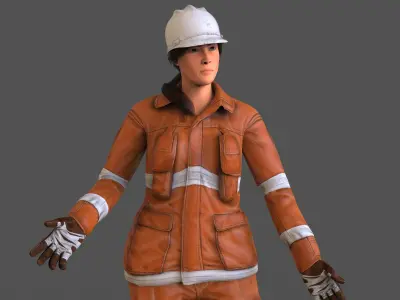worker Female Realistic rigged Animated Low-poly 3D model