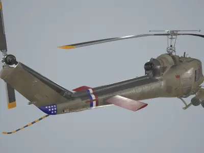 Bell UH-1C US Army 2 Complex Animation Low-poly 3D model
