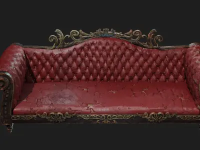 old leather sofa Low-poly 3D model