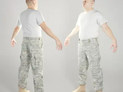 Man in camo pants ready for animation 330 Low-poly 3D model