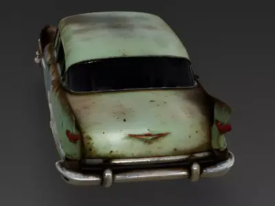Realistic Rusted 1950s Sedan 3D Model Low-poly 3D model