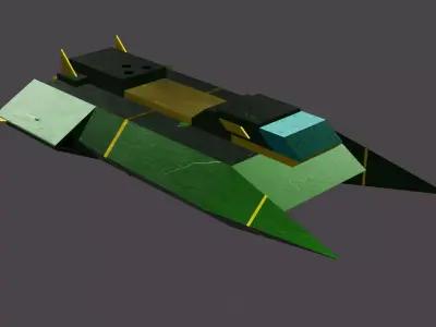 Spaceship 02F Low-poly 3D model