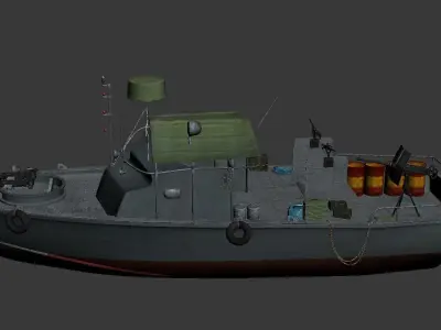 Gunboat military boat Low-poly 3D model