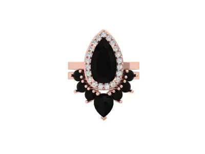 Pear Art Deco Ring 3D print model 8