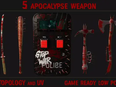 5 apocalypse weapon Low-poly 3D model