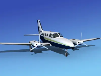 Cessna 414A Chancellor V03 3D model