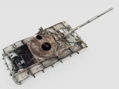 Russian T-72 tank destroyed by Ukrainian army 3D model purchase