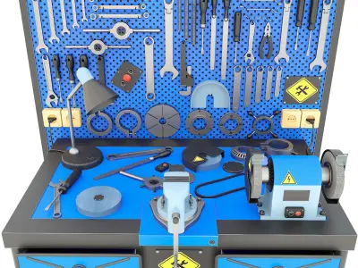 Workbench and garage tools 31 Items - Collection 4 3D model