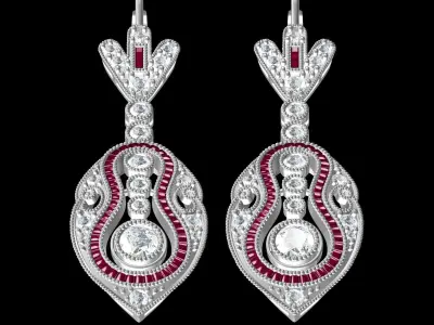 Antique Art Deco Style Earring 3 3D print model