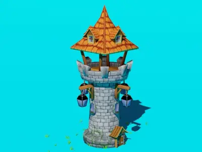 Stone Tower Low-poly 3d model Low-poly 3D model