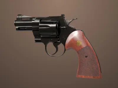 Revolver 05 Small Black All PBR Unity UE Textures Low-poly 3D model