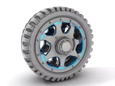 Futuristic OffRoad Wheel with LED Details Model Pack Low-poly 3D model