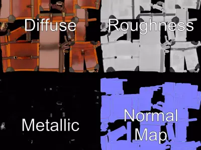 Vintage Leather Trunk model pack Low-poly 3D model