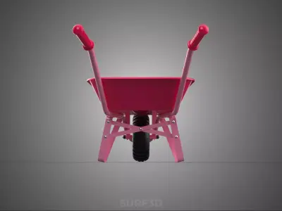 PINK WAGON TOY WHEELBARROW CART LITTLE KID CHILDREN GARDEN TOYS 3D model