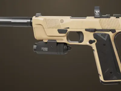 Pistol 03 Brown Generic  All PBR Unity UE Textures Included Low-poly 3D model