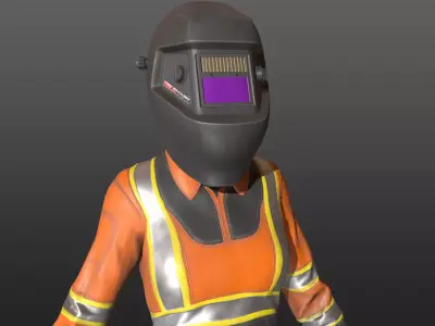 Welder Worker Suit Female Low-poly 3D model