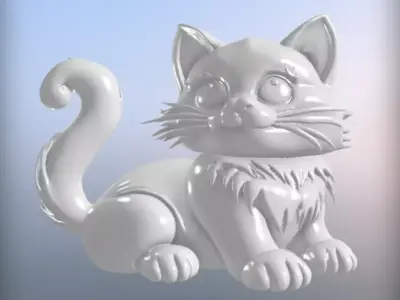 Realistic Cartoon Cat 3D Model  Detailed Render Design 3D print model purchase