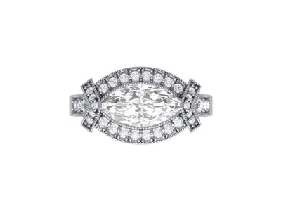 Marquise Solitaire Ring 3D print model 10