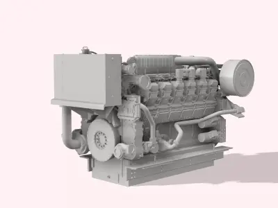 Diesel engine 3512 Cat marine 3D print model