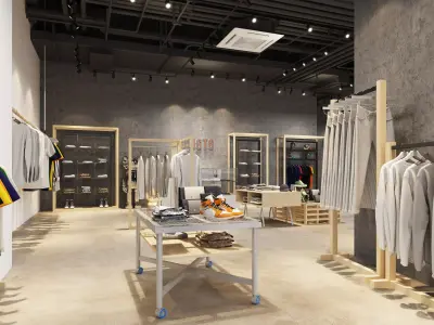 Industrial-Style Clothing Store 3D model