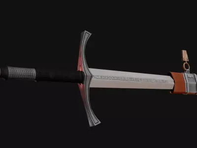 Templar Knight Longsword Game Ready Sub D High Poly and Low Poly Low-poly 3D model